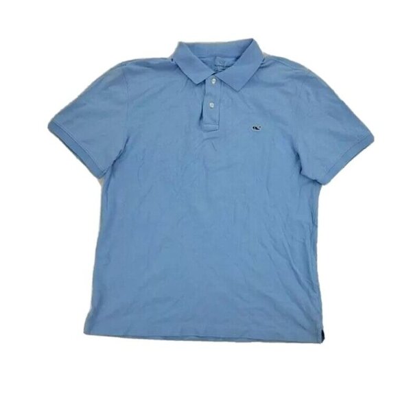 Vineyard Vines Mens Polo Shirt M Blue Collared Short Sleeve Embroidered Whale - Picture 1 of 5